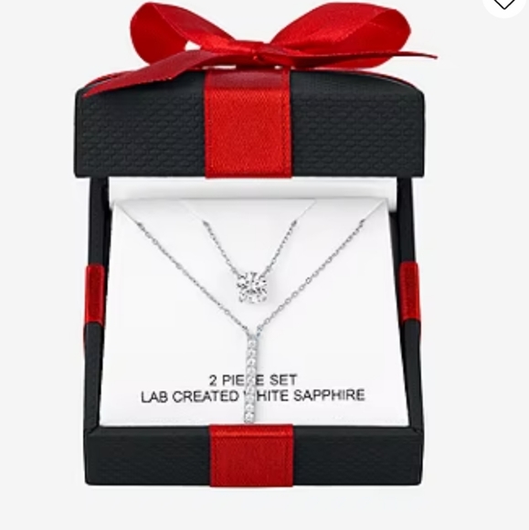 NWT Sterling Silver White Sapphire Necklace Set - Picture 2 of 6